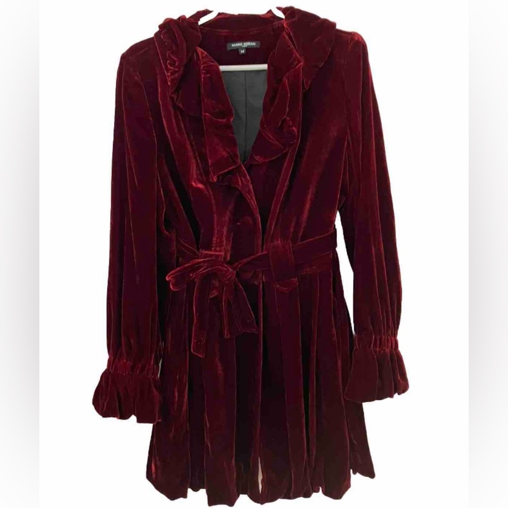 Vintage Burgundy Velvet Mario Serrani Jacket Size 14